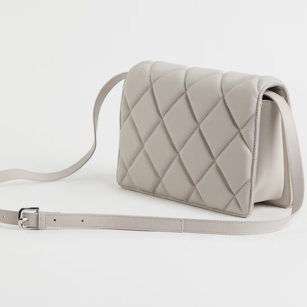 H&M Quilted Crossbody Bag in Light Taupe